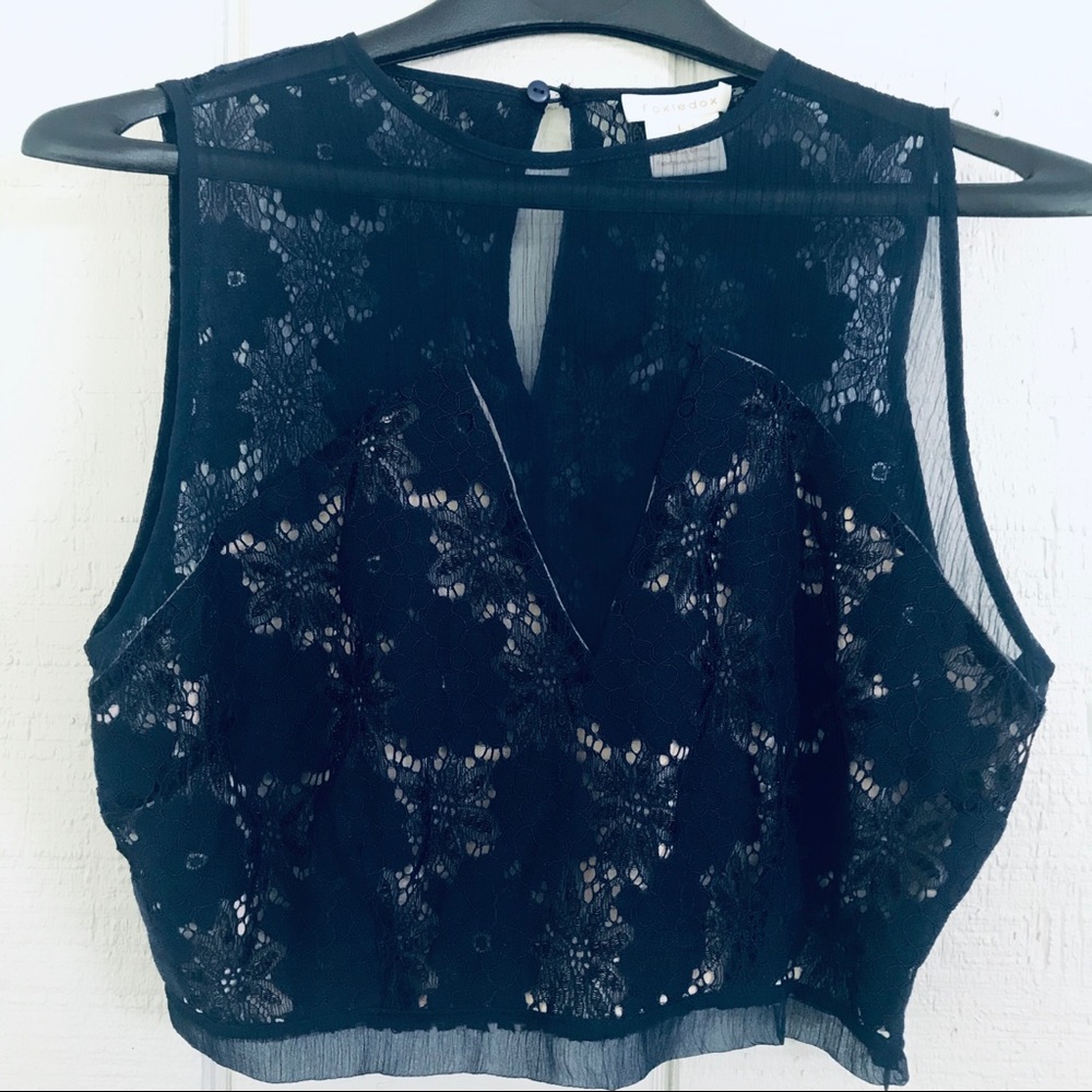 NWOT Foxiedox Women’s Lace Crop Top Dark Blue L